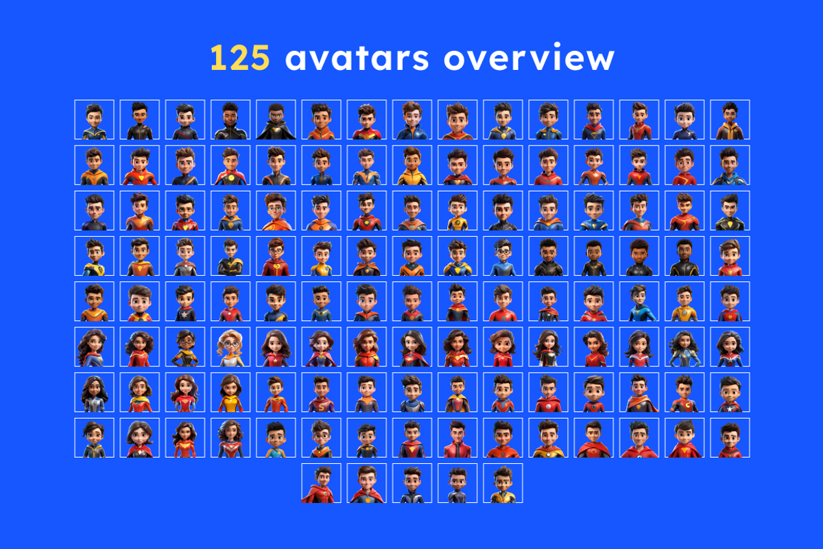 125 Animoji - Children Superhero, a Characters & Person 3D Model by Digital Blood (Photo 3 of 9)