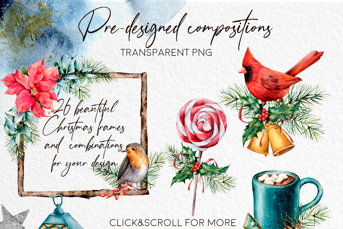 Christmas traditions Watercolor set, a Seasonal Illustration by Yuliya Derbisheva (Photo 4 of 13)
