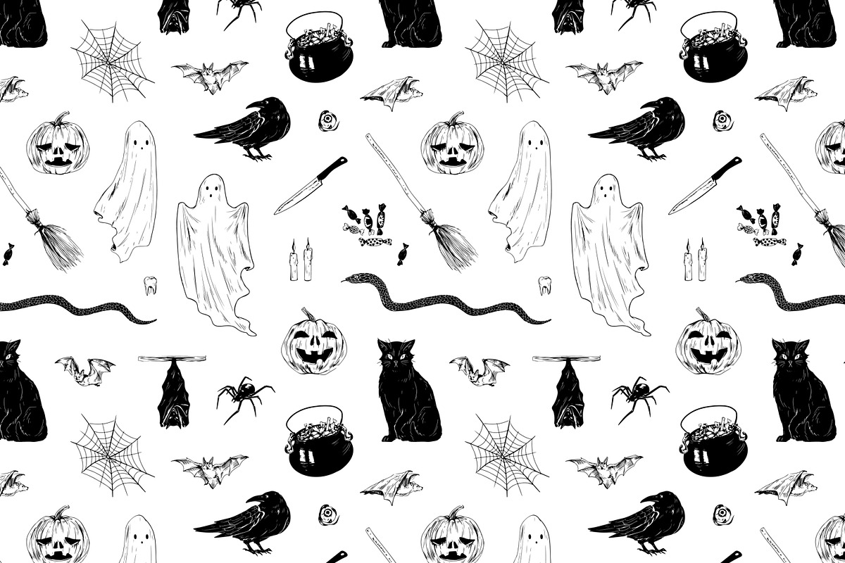 Halloween posters, cards, seamless, a Decorative Illustration by Good Studio (Photo 7 of 17)