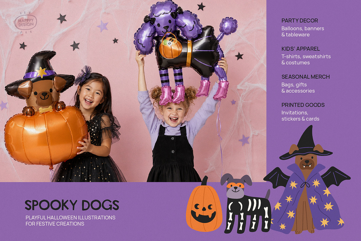 Spooky Dogs Halloween Illustrations, a Seasonal Illustration by happpydesign (Photo 7 of 9)