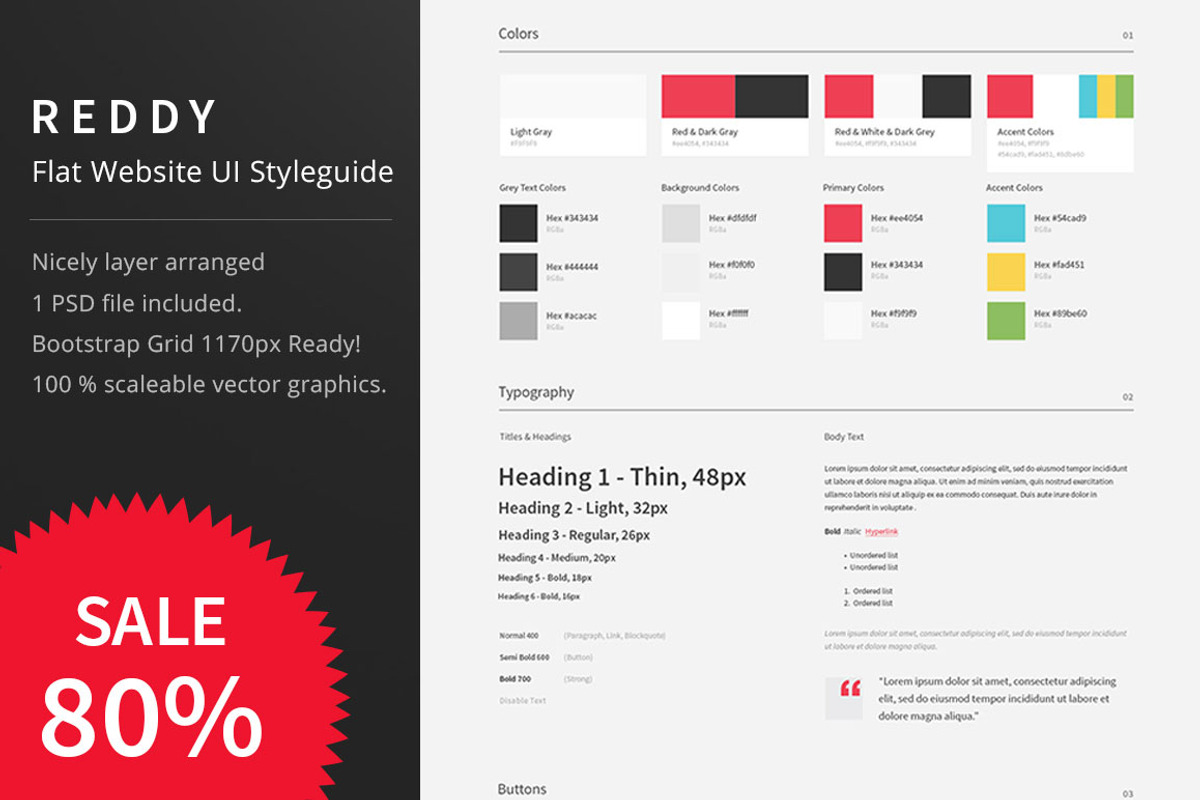 Reddy Flat Website UI, an UI Kit Template by Midnize Studio (Photo 1 of 5)