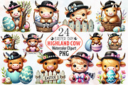 Easter Day Highland Cow Clipart, an Illustration by RobertsArt (Thumbnail 1 of 7)