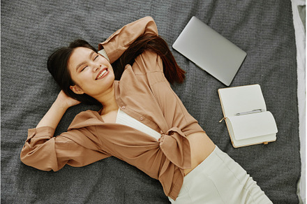 Young female in casual wear smiling