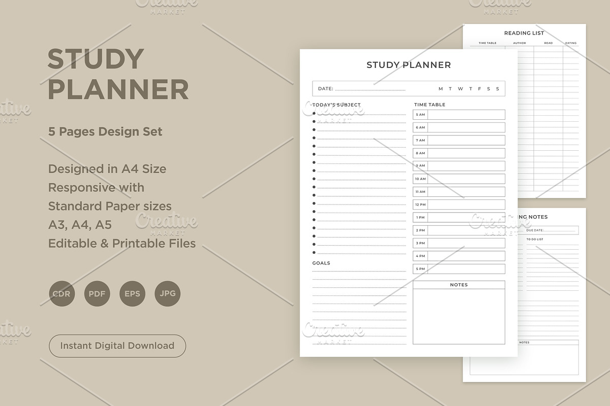 Study Planning Pages Set V-03, a Stationery Template by shahsoft (Photo 1 of 3)