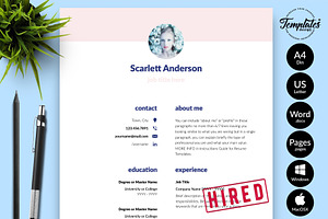 Creative CV Resume Design - Scarlett