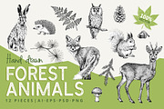 Dotwork Forest Animals, an Animal Illustration by nordicworker (Thumbnail 1 of 6)
