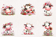Whimsical Summer Cow Clipart, a Seasonal Illustration by CreationArt (Thumbnail 3 of 5)