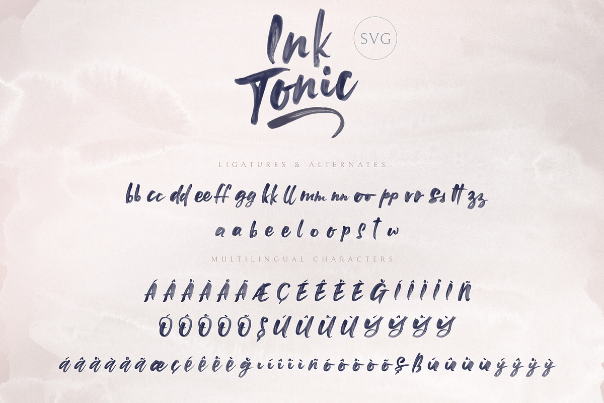 Ink Tonic | A SVG Brush Font, a Script Font by Ayca Atalay (Photo 19 of 21)
