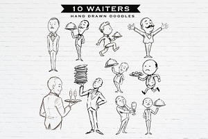 Funny Waiters Doodles Bundle