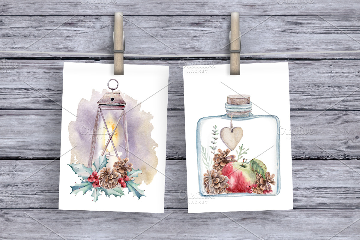 HOLLY JOLLY watercolor set, an Illustration by Lemaris (Photo 6 of 9)