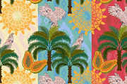Tropical Cockatoo Palm Papaya, a Pattern Graphic by NayaChu (Thumbnail 1 of 9)