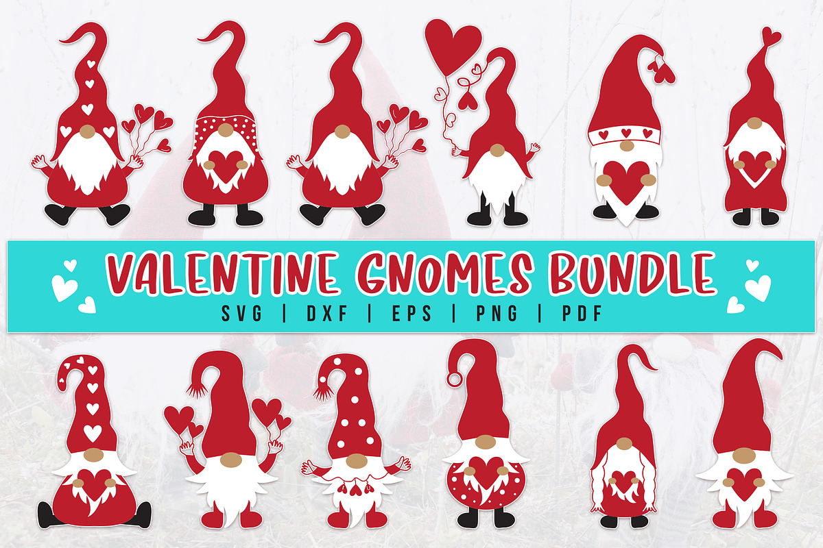 Valentine Gnomes SVG Bundle, a Graphic by CraftlabSVG