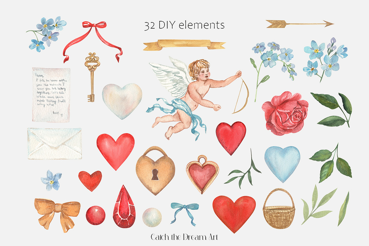 Forget-me-not Antique Valentine, a Seasonal Illustration by Catch the Dream Art (Photo 3 of 10)