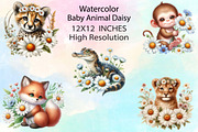 Watercolor Baby Animal Daisy Clipart, an Icon by CraftArtStudio (Thumbnail 3 of 3)
