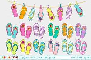 summer flip flop vector clip art