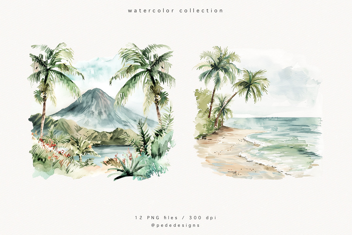 Watercolor Tropics, a Decorative Illustration by PeDe Designs (Photo 3 of 13)