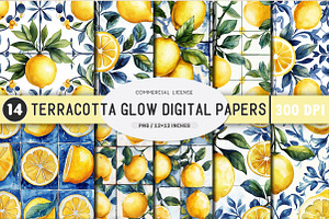 Watercolor Lemon Pattern, an Illustration by SinaCreation