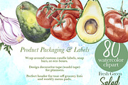 Salad Watercolor Clipart Set, a Food Illustration by ArtCreationsDesign (Thumbnail 10 of 13)