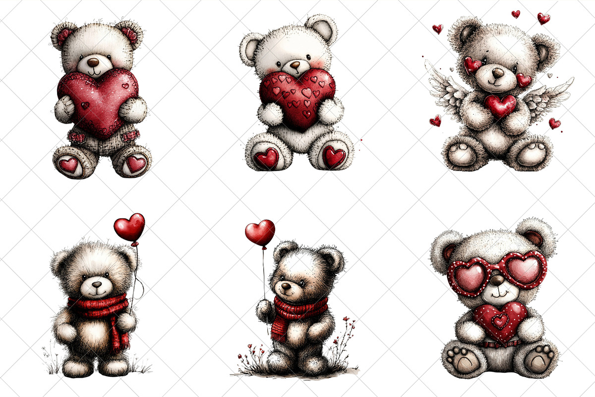 Valentines Teddy Bear Clipart, an Illustration by SinaCreation (Photo 3 of 7)