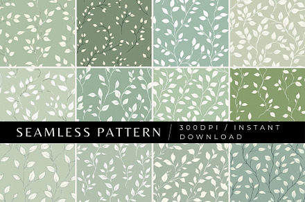 12 Serenity Sprigs Seamless Patterns, a Pattern Graphic by Inknfolly