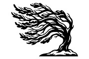 Windblown Tree Silhouette, an Object Illustration by Gfx_Store (Thumbnail 3 of 16)