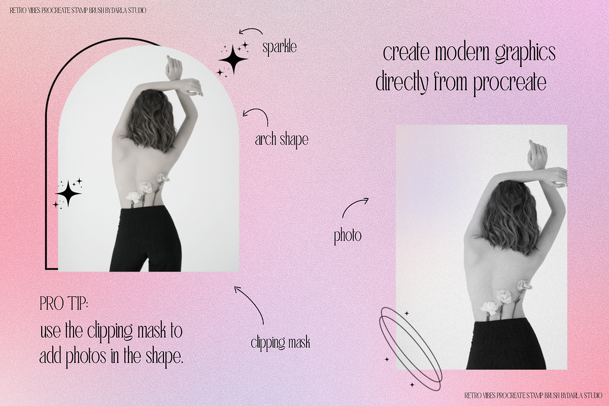 Retro Vibes Procreate Stamp Brush, a Brush Add-On by Darla Studio (Photo 4 of 11)