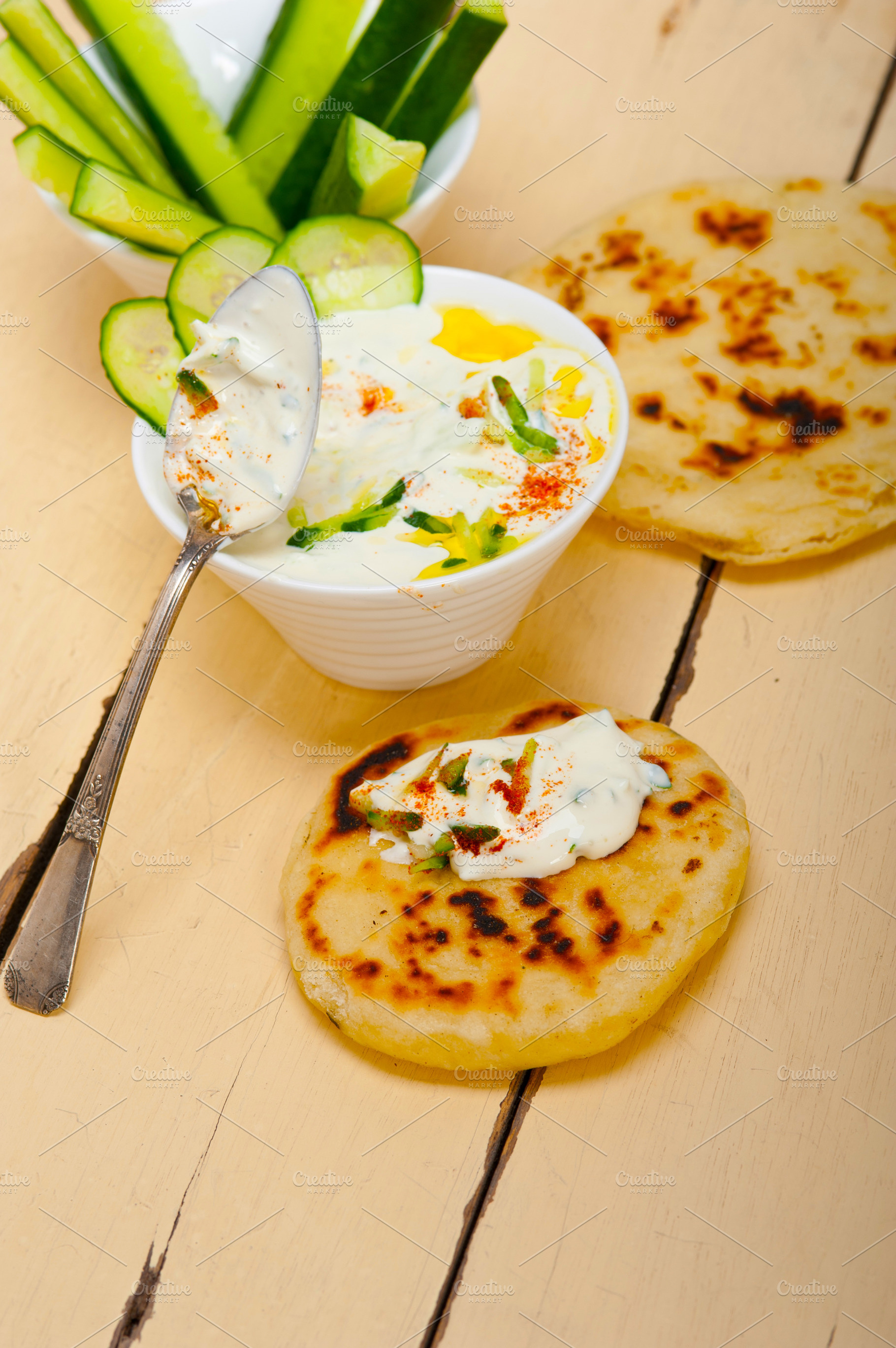 Arab middle east goat yogurt and cucumber salad, a Food & Drink Photo by keko64