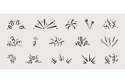 Hand drawn doodle confetti bursts, an Illustration by art PVP - market