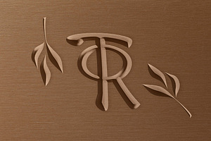 Carved Wood Logo Mockup Template