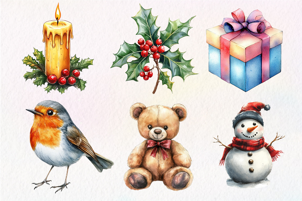Vintage Drawing Christmas Clipart, an Illustration by Dream Creation (Photo 6 of 7)