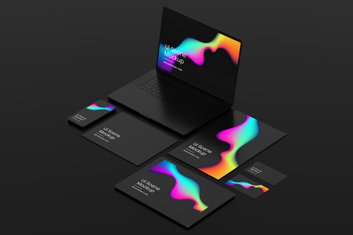 Black Devices Mockup Dark Theme Set, a Mac Mockup by Mockupdaddy (Photo 14 of 22)