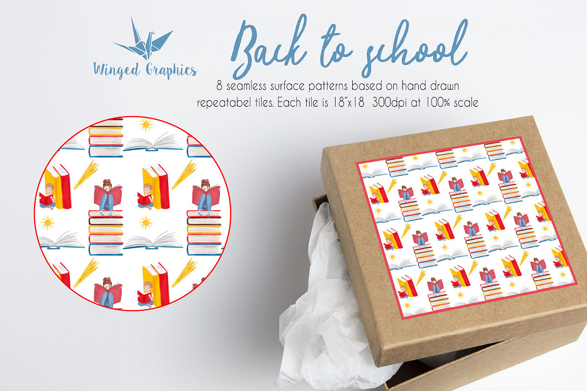 Back to school seamless pattern set, an Illustration by Winged Graphics (Photo 3 of 4)