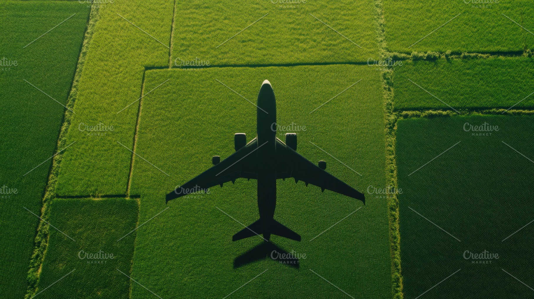 Airplane flying over green fields, a Photo by Beautiful things