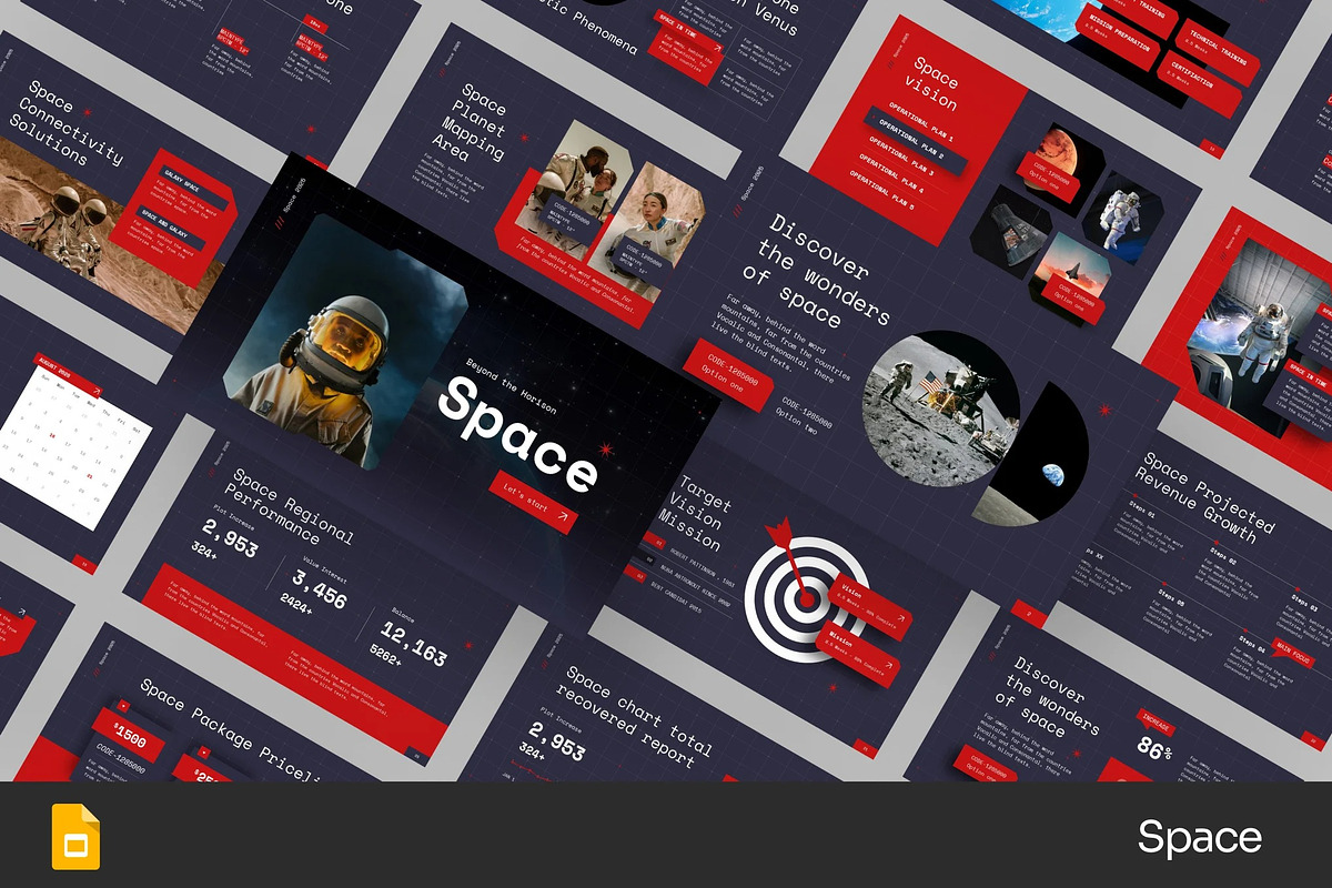 Red Space Universe GSlides, PPoint, a Presentation Template by Fit-tee (Photo 1 of 2)