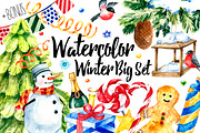 Watercolor Winter Big Set, a Decorative Illustration by Vikeriya (Thumbnail 1 of 6)
