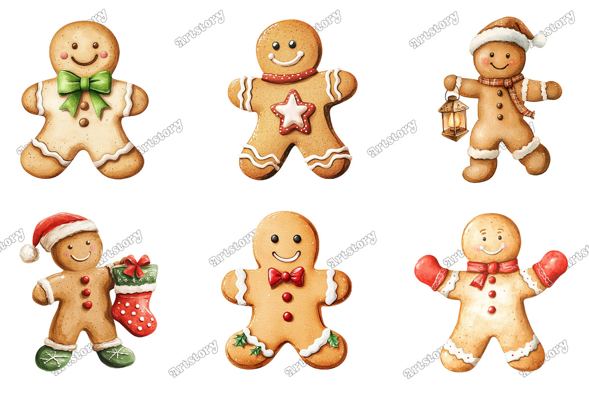 Christmas Gingerbread Man Clipart, an Illustration by designcity5 (Photo 2 of 5)