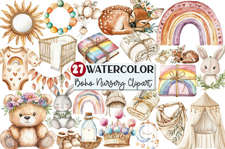 Baby Shower Boho Nursery Clipart