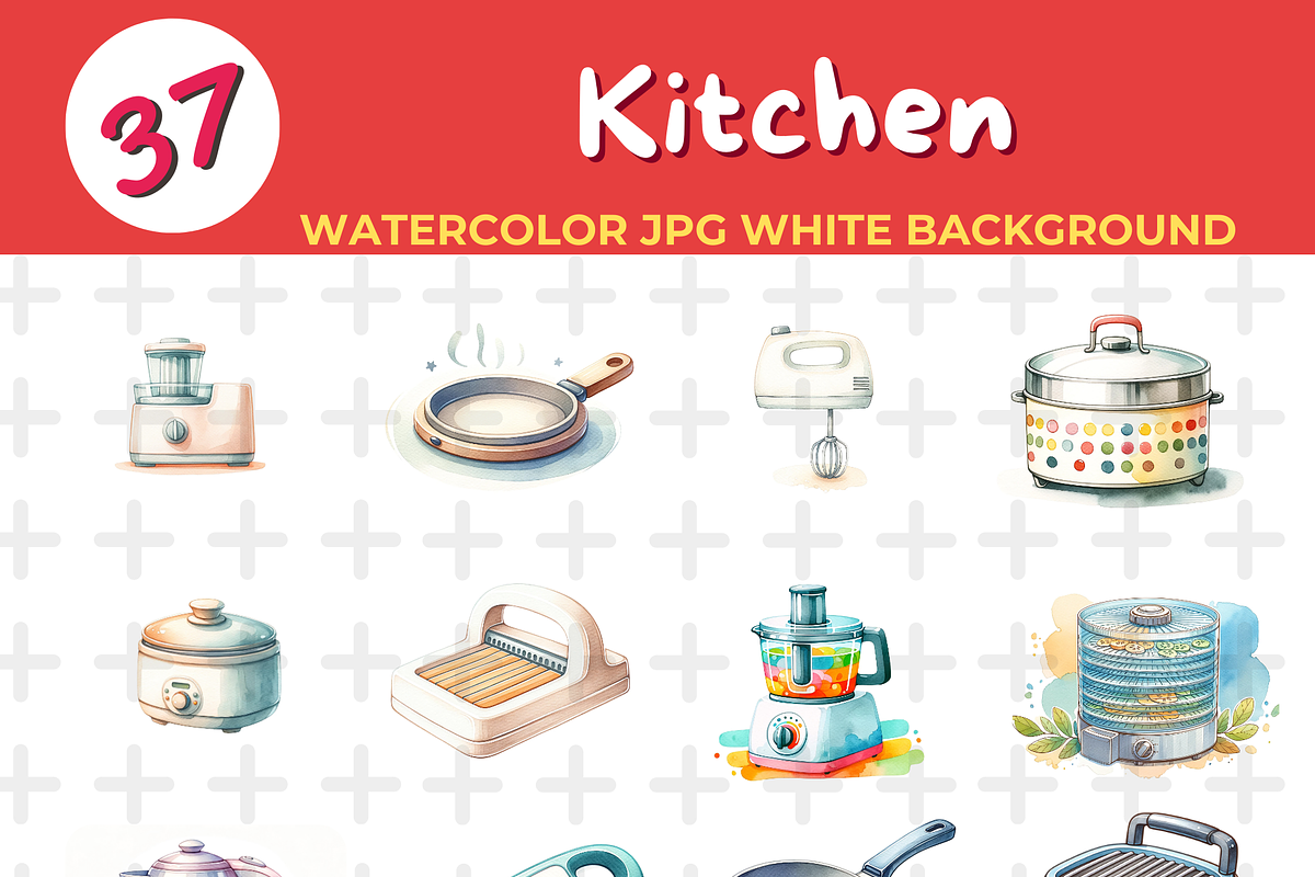 kitchen watercolor Jpg Background, an Education Illustration by John_Walker (Photo 2 of 3)