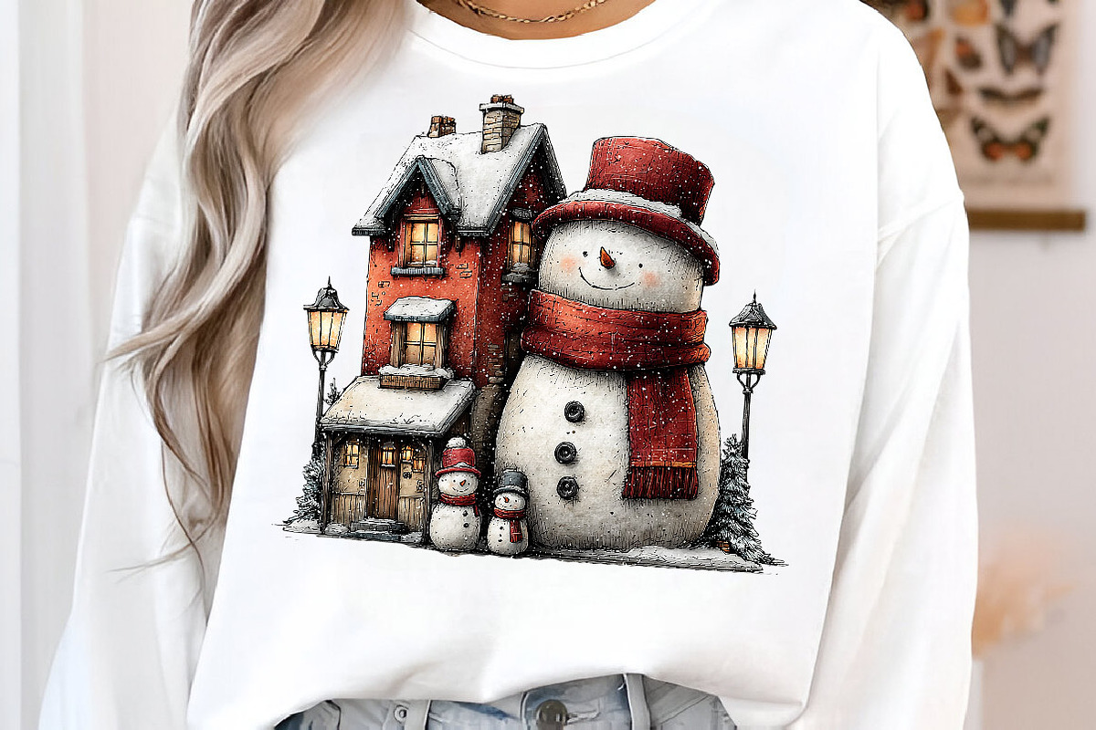 Whimsical Christmas Snowman Clipart, a Work Illustration by SinaCreation (Photo 2 of 7)