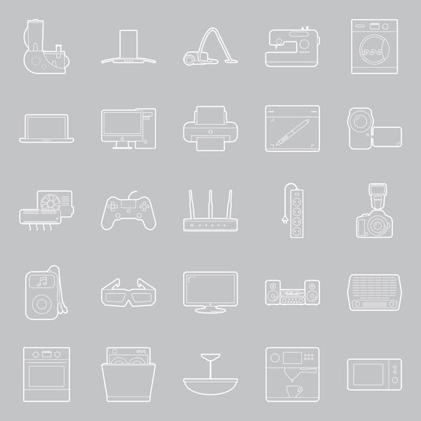 Home Electronics Icons Set by Equipoise | Creative Market