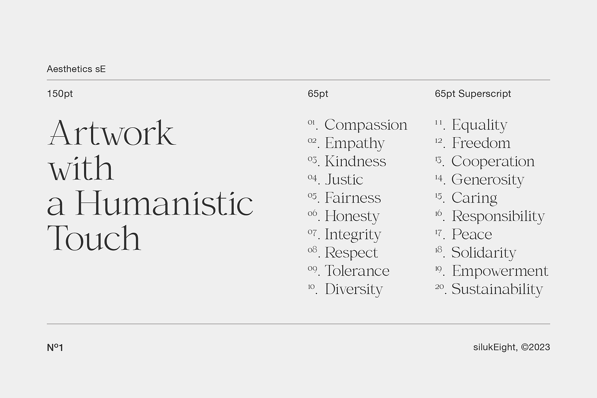 Aesthetic sE, a Serif Font by silukEight (Photo 3 of 10)