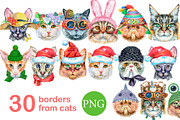 Watercolor borders from cats, an Animal Illustration by Watercolor fantasy (Thumbnail 1 of 9)