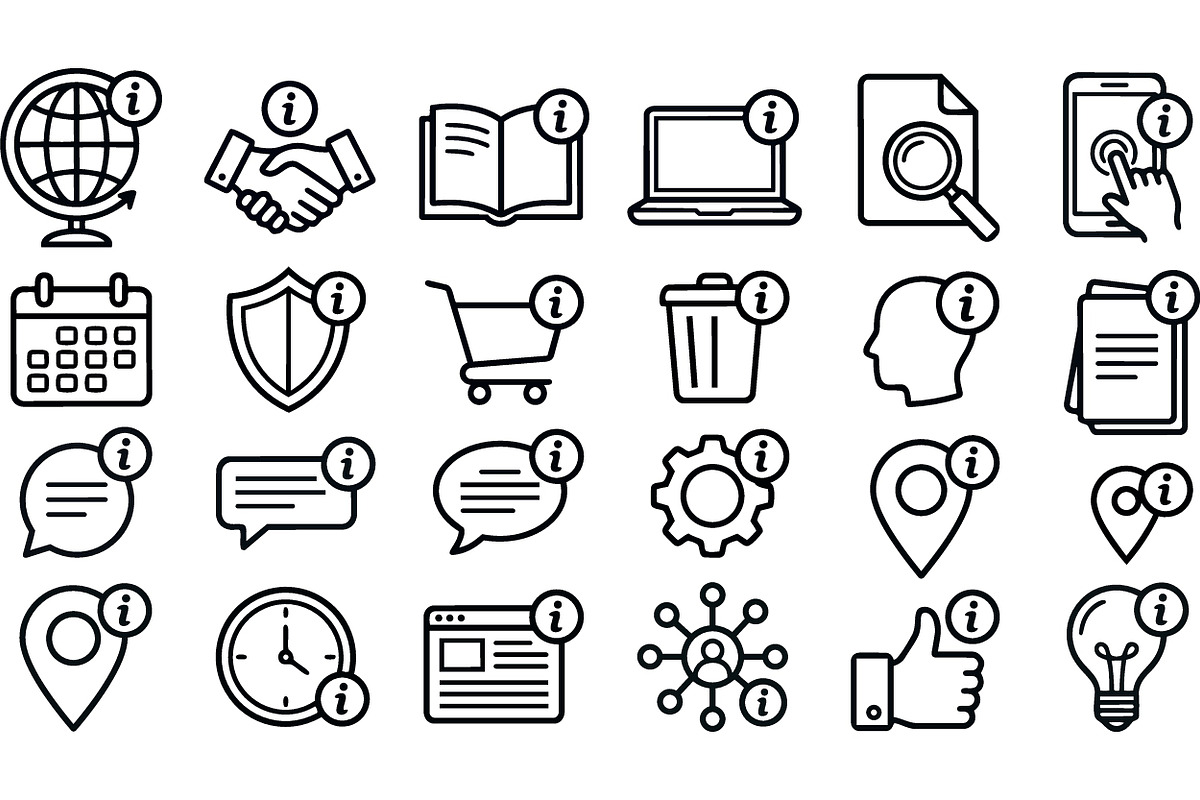 Info Icon Line Art Set, an Illustration by designvectx (Photo 2 of 3)