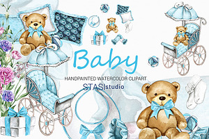 Baby Boy Watercolor Clipart