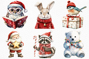 Watercolor Cute Christmas Characters, an Illustration by Craft Nest (Thumbnail 2 of 6)