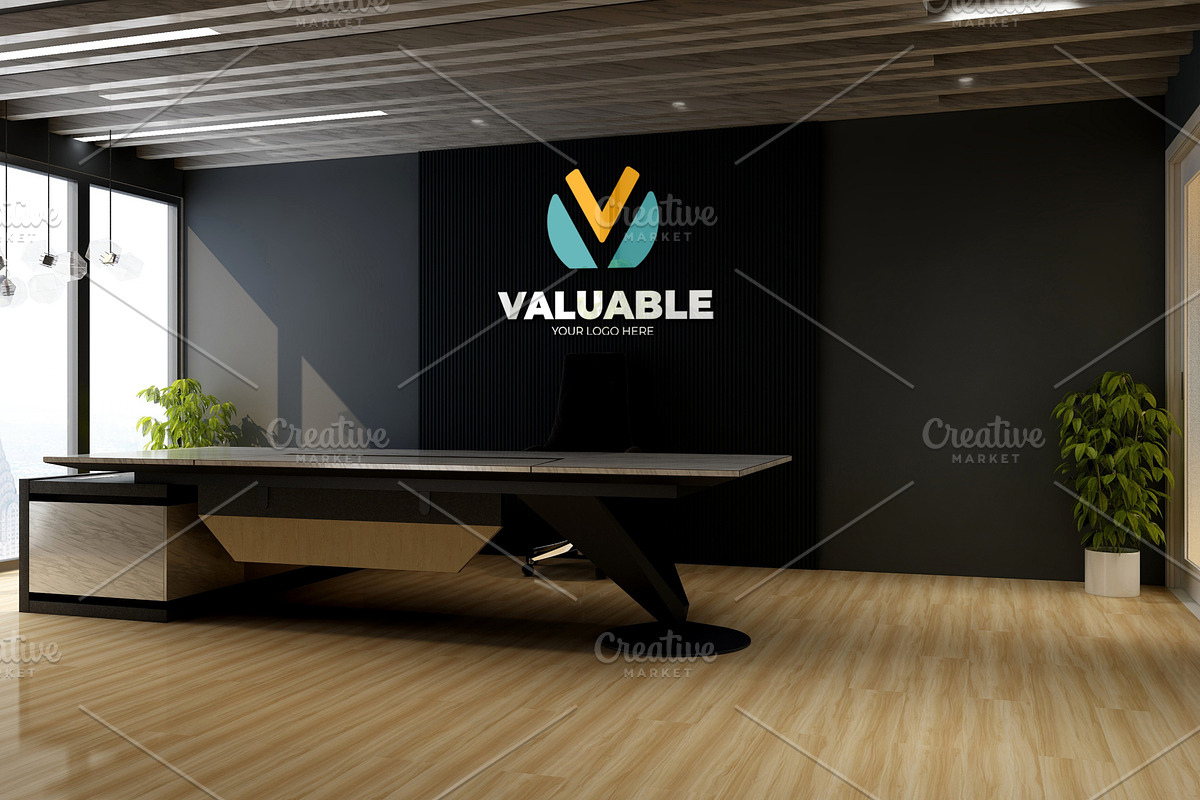 PSD Office Desk Room Wall Mockup, a Product Mockup by Ayy (Photo 10 of 16)