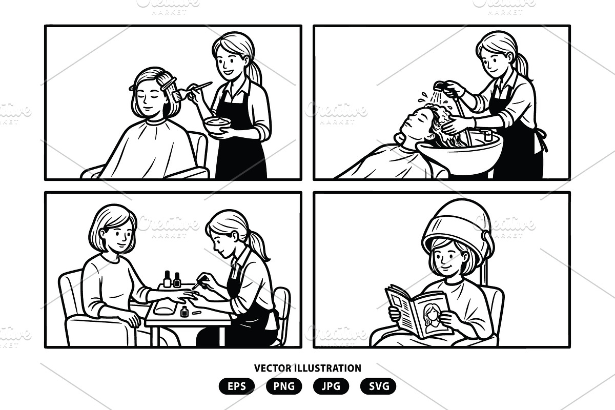 Women's activities in beauty salons, a Person Illustration by Vectorlina (Photo 2 of 3)