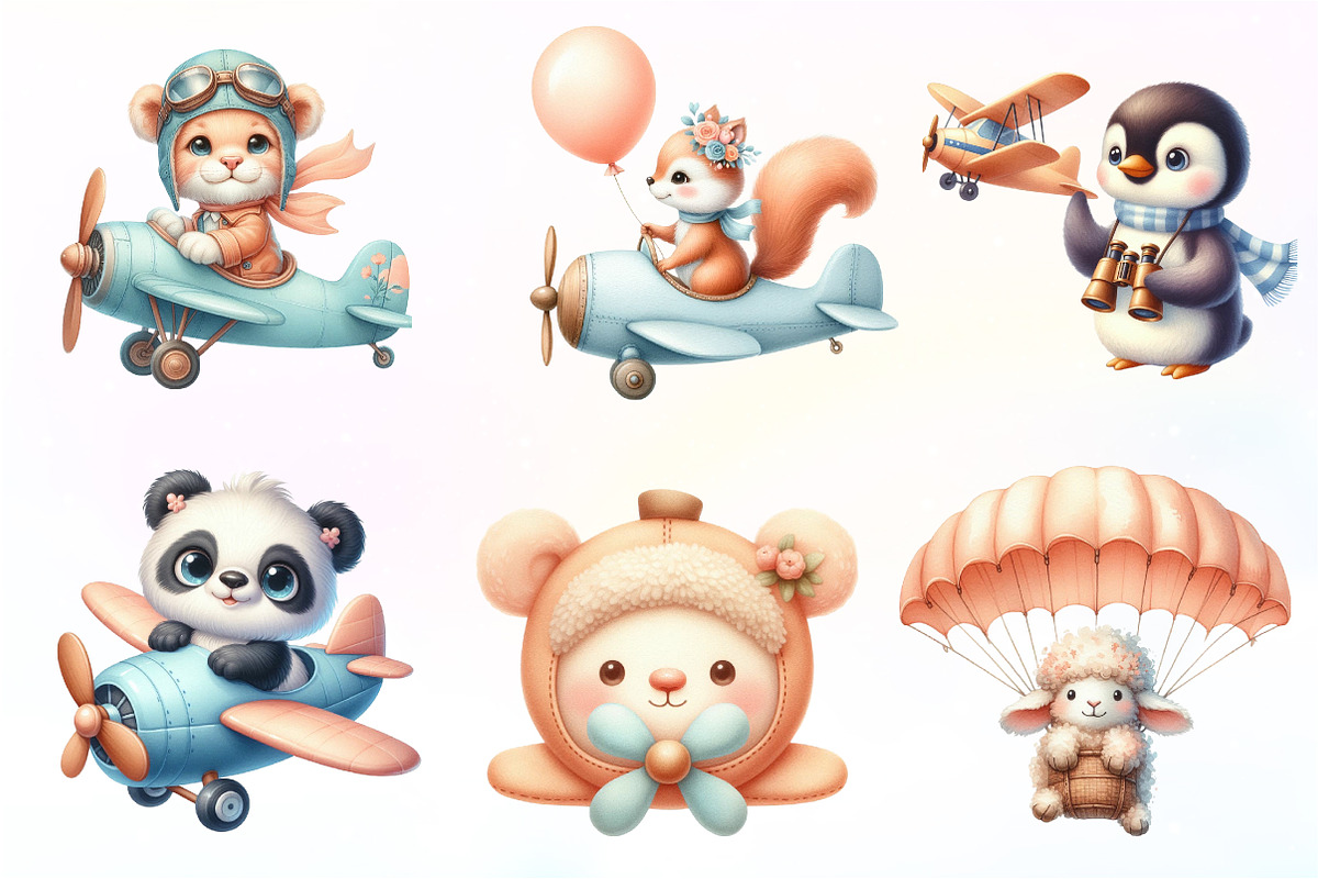 Airplane watercolor clipart Cute, an Illustration by CreationArt (Photo 2 of 9)