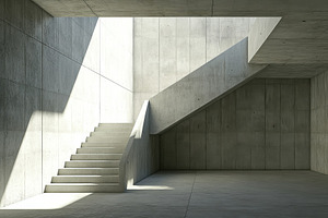 Minimalist interior with concrete wa, a Photo by Iftikhar Alam