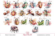 Watercolor Funny Insect Clipart, an Illustration by MockupWizard (Thumbnail 3 of 5)